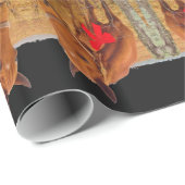 Papier Cadeau Noël équin, Cheval Brown avec arc rouge (Coin rond)