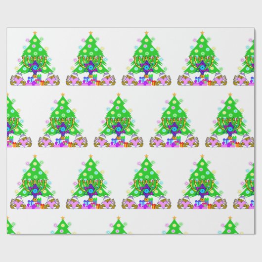 Papier Cadeau Noël et Hanoukka ensemble (Plat)