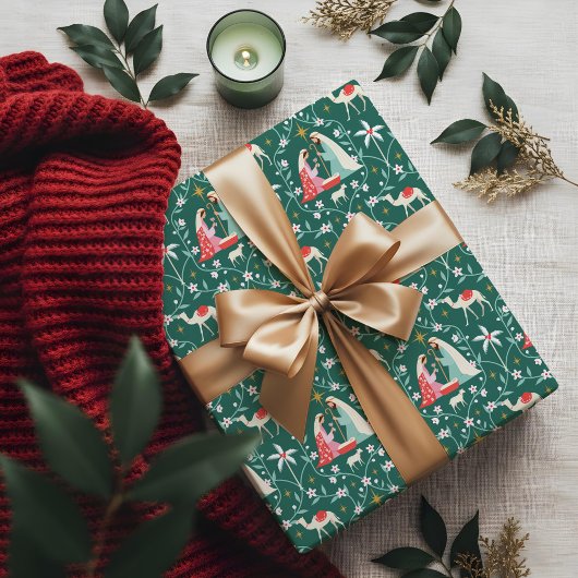 Papier Cadeau Noël Étoile Religieuse De La Nativité De Bethléem