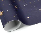 Papier Cadeau Noël Étoiles Aquarelle Vacances (Coin rond)