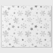 Papier Cadeau Noël - Étoiles de neige en argent (Plat)