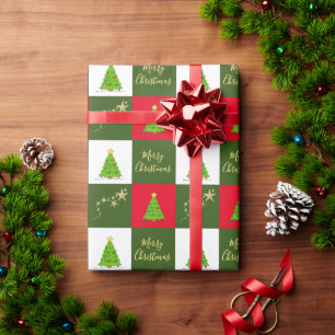 Papier Cadeau Noël étoiles Joyeux script de Noël
