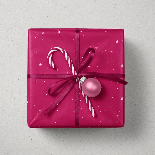 Papier Cadeau Noël étoiles magenta rose mignon fête