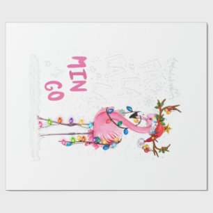 Papier Cadeau Noël - Fa-La-La-Mingo Flamant rose avec Noël