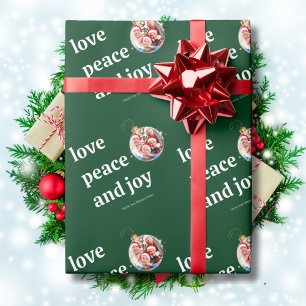 Papier Cadeau Noël Famille Photo Amour Paix Joie Vacances
