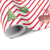 Papier Cadeau Noël fantastique aux cerfs (Coin rond)