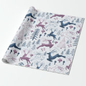 Papier Cadeau Noël Festif mignon des rennes de bois (Déroulé)