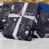 Papier Cadeau Noël Festif mignon des rennes de bois