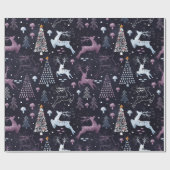 Papier Cadeau Noël Festif mignon des rennes de bois (Plat)