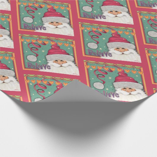 Papier Cadeau Noël Festif mignon rose Père Noël Inspirivity (Coin)