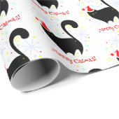 Papier Cadeau Noël festif père Noël Cat Merry Catmas (Coin rond)