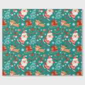 Papier Cadeau Noël festif Père Noël et rennes (Plat)