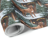 Papier Cadeau Noël Festif Rhodesian Ridgeback (Coin rond)
