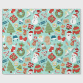 Papier Cadeau Noël Festif rose et rouge (Plat)