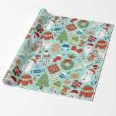 Papier Cadeau Noël Festif rose et rouge (Déroulé)