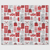 Papier Cadeau Noël Festif Rouge argent moderne Cadeaux (Plat)