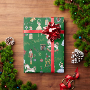 Papier Cadeau Noël Festif Vintage Casse-Noisette