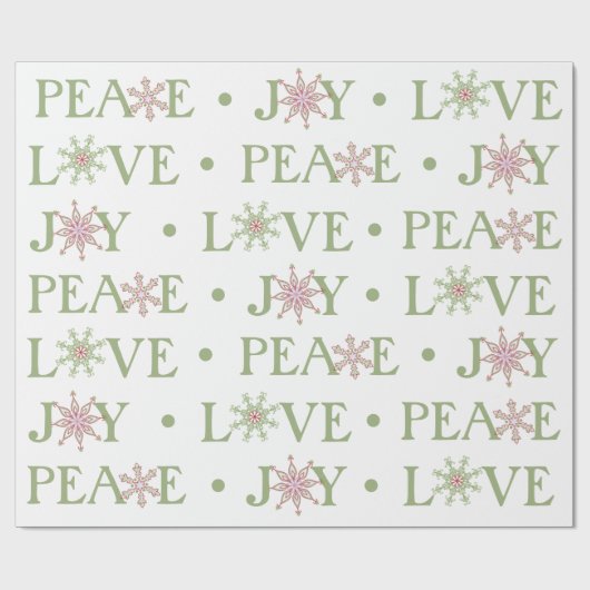 Papier Cadeau Noël Festive Paix Joy Love Typographie (Plat)