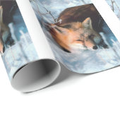 Papier Cadeau Noël Fête de la Renard des neiges Fêtes d'hiver Fa (Coin rond)