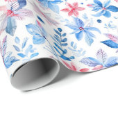 Papier Cadeau Noël Fête Poinsettia Fleurs Motif (Coin rond)