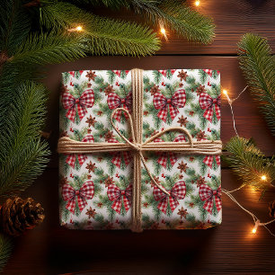 Papier Cadeau Noël Fête Rouge En vichy Chèque Basses