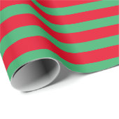 Papier Cadeau Noël Fête rouge et vert rayé (Coin rond)