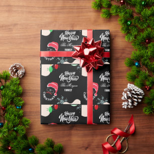 Papier Cadeau Noël Fête Rouge Noir