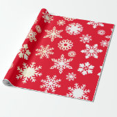 Papier Cadeau Noël Fêtes de neige Motif Rouge (Déroulé)