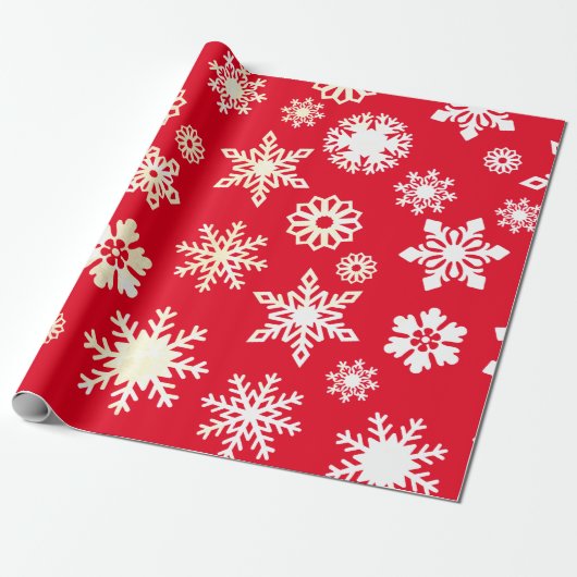 Papier Cadeau Noël Fêtes de neige Motif Rouge (Déroulé)