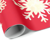 Papier Cadeau Noël Fêtes de neige Motif Rouge (Coin rond)