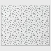 Papier Cadeau Noël Fêtes Noir Blanc Snowflake Motif (Plat)