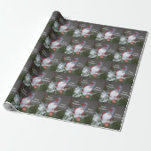 Papier Cadeau Noël Fêtes Rouge Gris Rustique Gnome Motif (Déroulé)