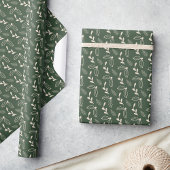 Papier Cadeau Noël Feuillage de Baie de Houx Vert Forêt Rustique