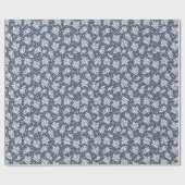 Papier Cadeau Noël Feuillage d'Hiver Bleu Rustique (Plat)