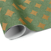Papier Cadeau Noël feuille d'or et vert (Coin rond)