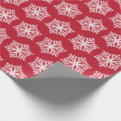 Papier Cadeau Noël Flammes de neige rouges et blanches Vacances (Coin)
