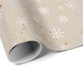Papier Cadeau Noël flocon de neige Kraft rustique (Coin rond)