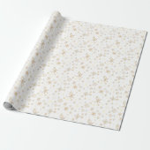Papier Cadeau Noël Flocon de Neige Luxe Blanc & Or (Déroulé)