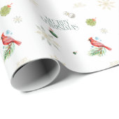 Papier Cadeau Noël Floral hiver Joyeux Noël (Coin rond)