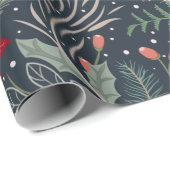 Papier Cadeau Noël Floral Poinsettia Heather d'hiver (Coin rond)