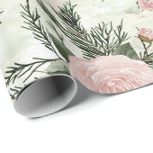Papier Cadeau Noël floral Rose (Coin rond)