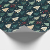 Papier Cadeau Noël Forêt d'hiver Présents Motifs foncés (Coin)