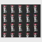 Papier Cadeau Noël Funky Boston Terrier Lover Santa Hat Lig (Plat)