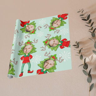 Papier Cadeau Noël Funky Custom Photo Visage Père Noël Cadeau El