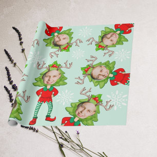 Papier Cadeau Noël Funky Custom Photo Visage Père Noël Cadeau El