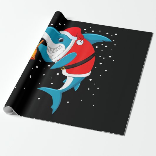 Papier Cadeau Noël - Funny Christmas Shark (Déroulé)