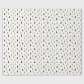 Papier Cadeau Noël géométrique moderne Arbres & Étoiles Vacances (Plat)