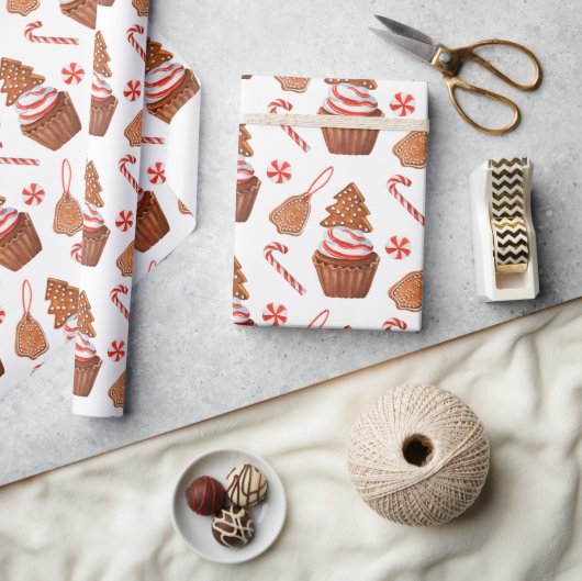 Papier Cadeau Noël Gingerbread Cookie Cupcake (Artisanat)