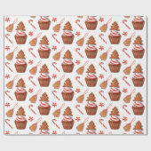 Papier Cadeau Noël Gingerbread Cookie Cupcake (Plat)
