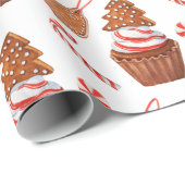 Papier Cadeau Noël Gingerbread Cookie Cupcake (Coin rond)